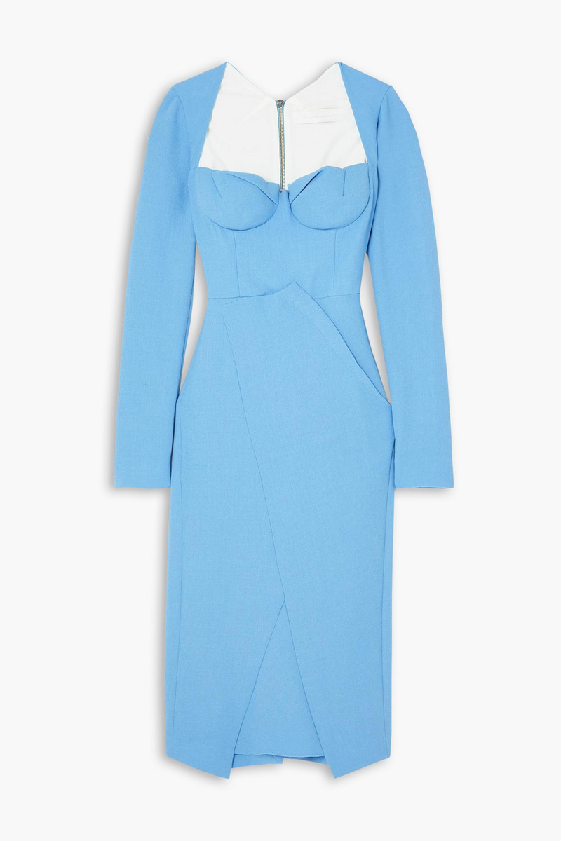 Roland Mouret - Glasbury wool-crepe midi dress - Blue - UK 10