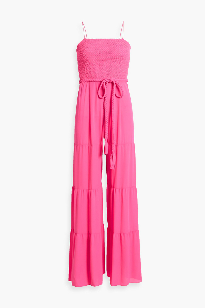 Alice Olivia - Liya smocked crepe wide-leg jumpsuit - Pink - US 8