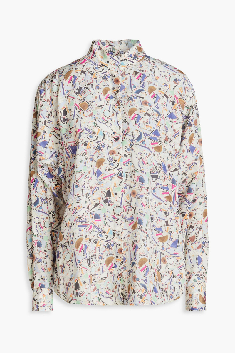 Isabel Marant - Cade printed silk-blend crepe de chine top - Blue - FR 34