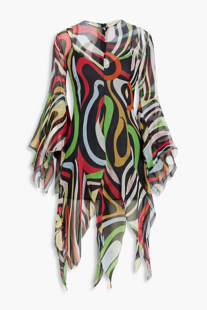 pucci - printed silk-georgette dress - black - it 38