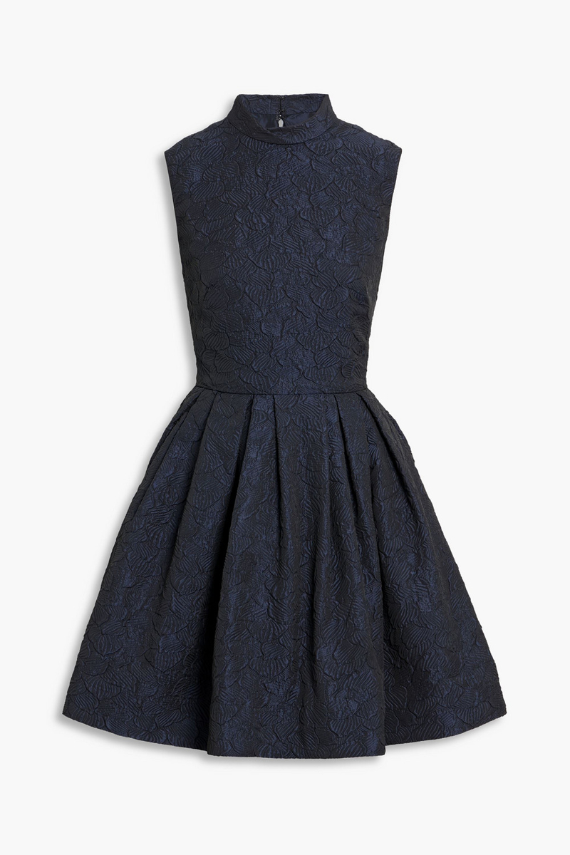 oscar de la renta - flared cloqué mini dress - blue - us 4