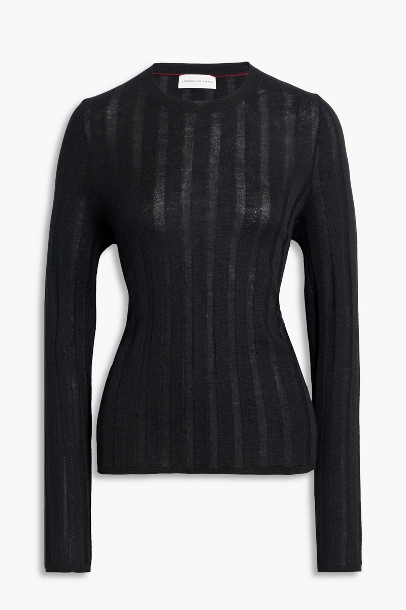 veronica de piante - maya ribbed cashmere sweater - black - l