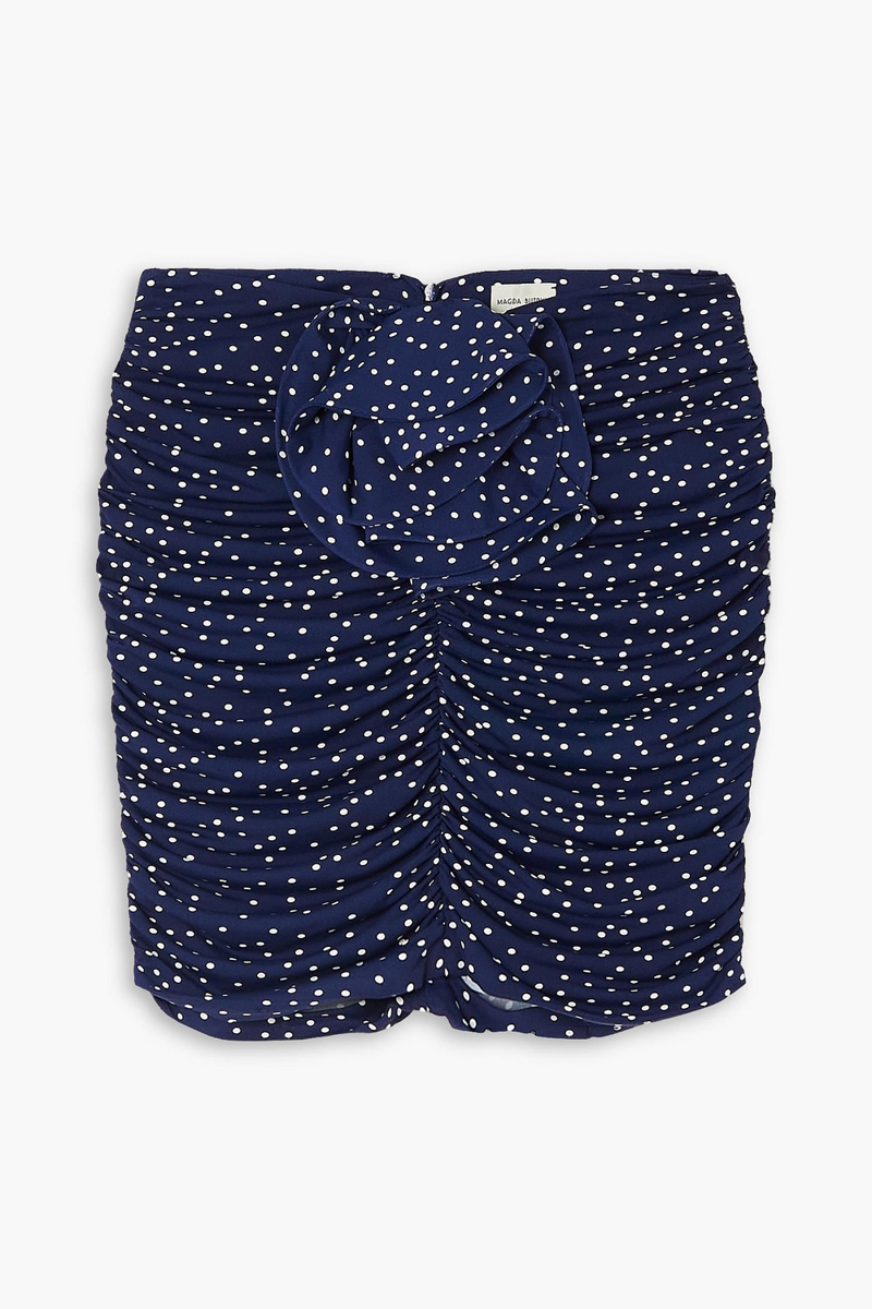 Magda Butrym - Ruched polka-dot stretch-jersey mini skirt - Blue - FR 40