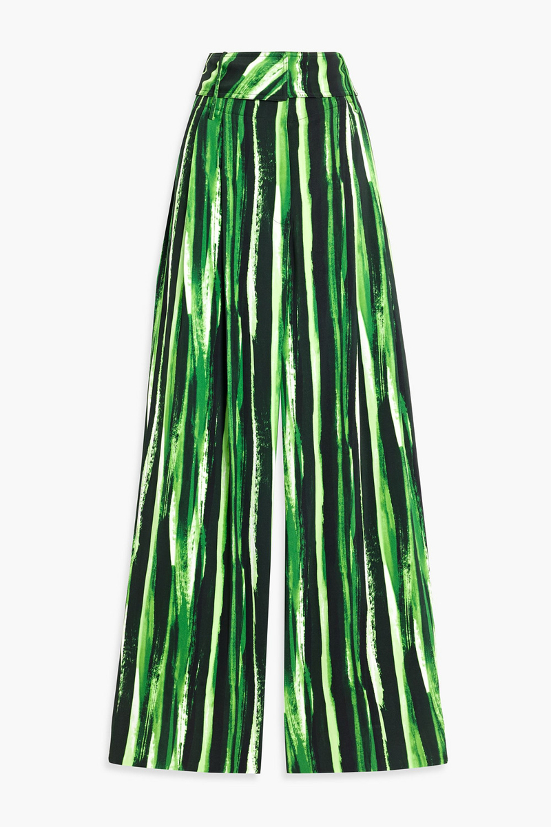 proenza schouler - printed crepe wide-leg pants - green - us 2