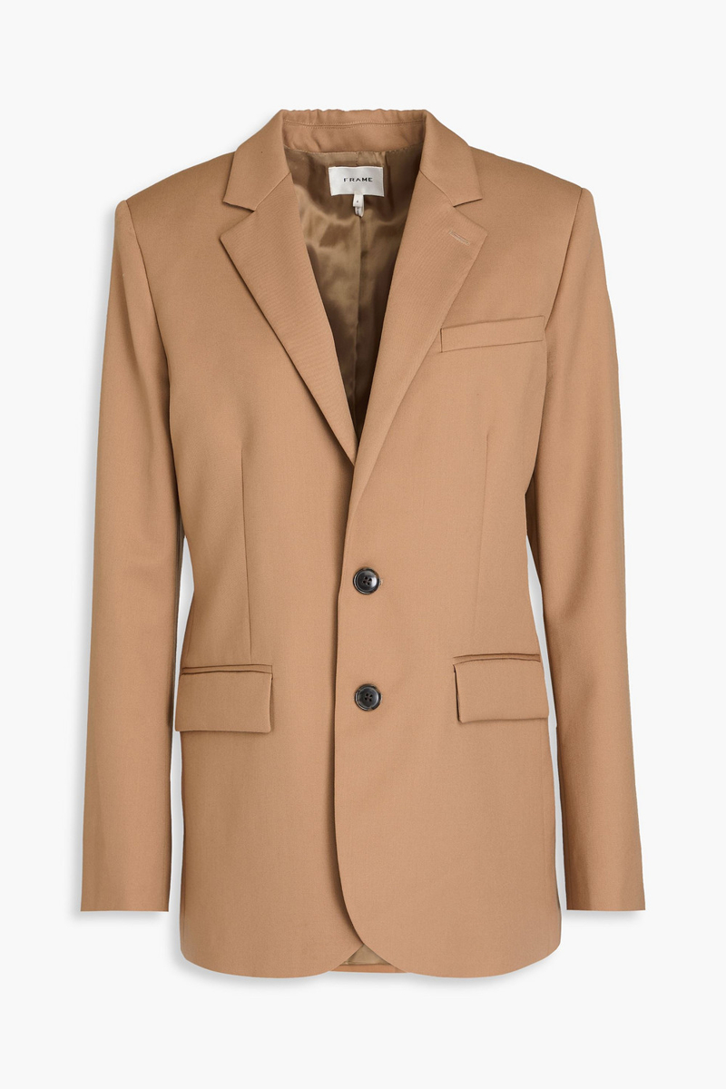 frame - wool-blend twill blazer - brown - us 8