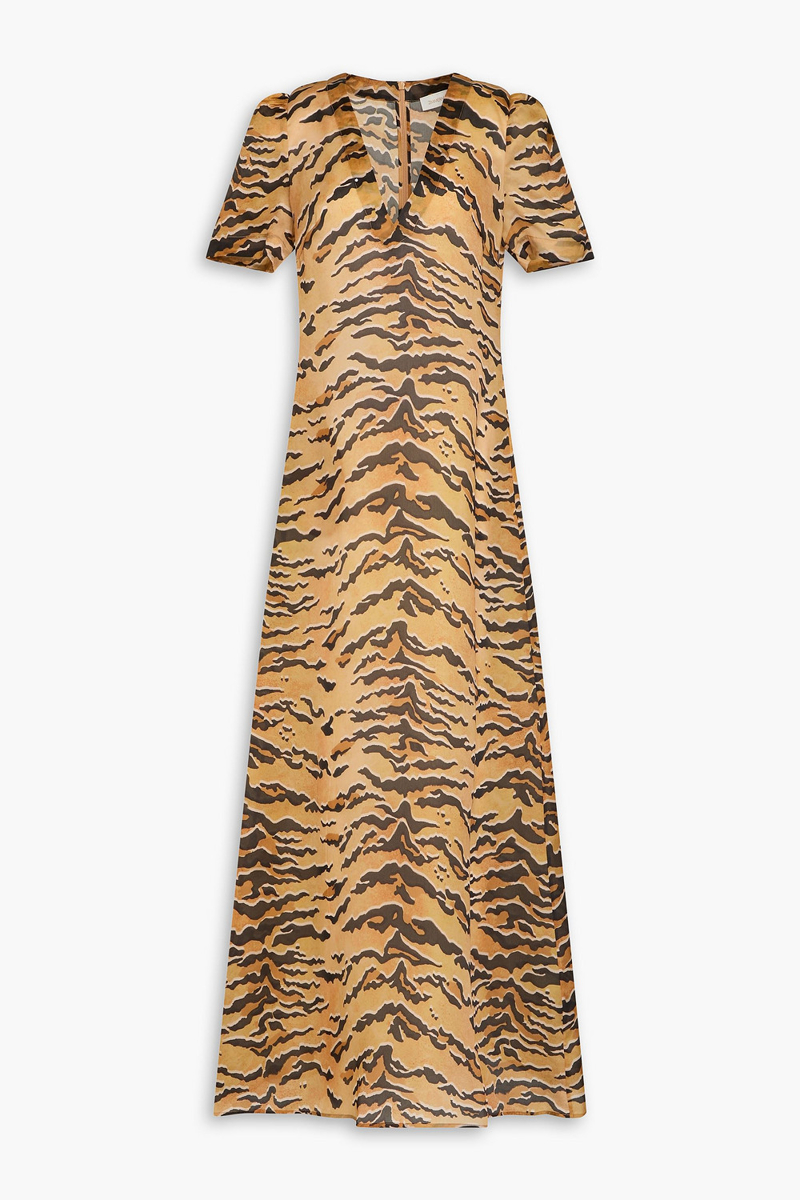 zimmermann - tiger-print silk maxi dress - animal print - 00