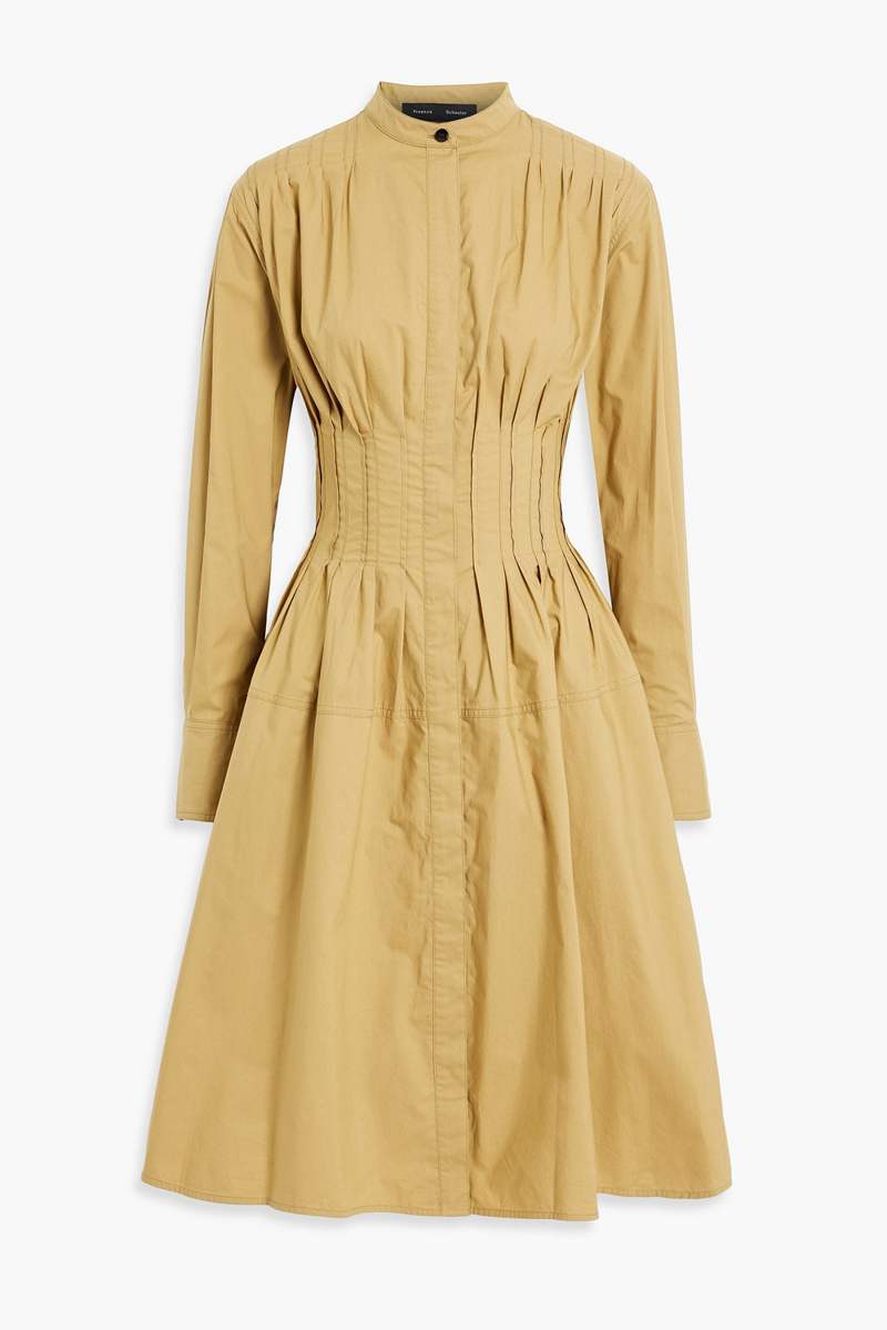 proenza schouler - pintucked cotton-poplin dress - yellow - us 6