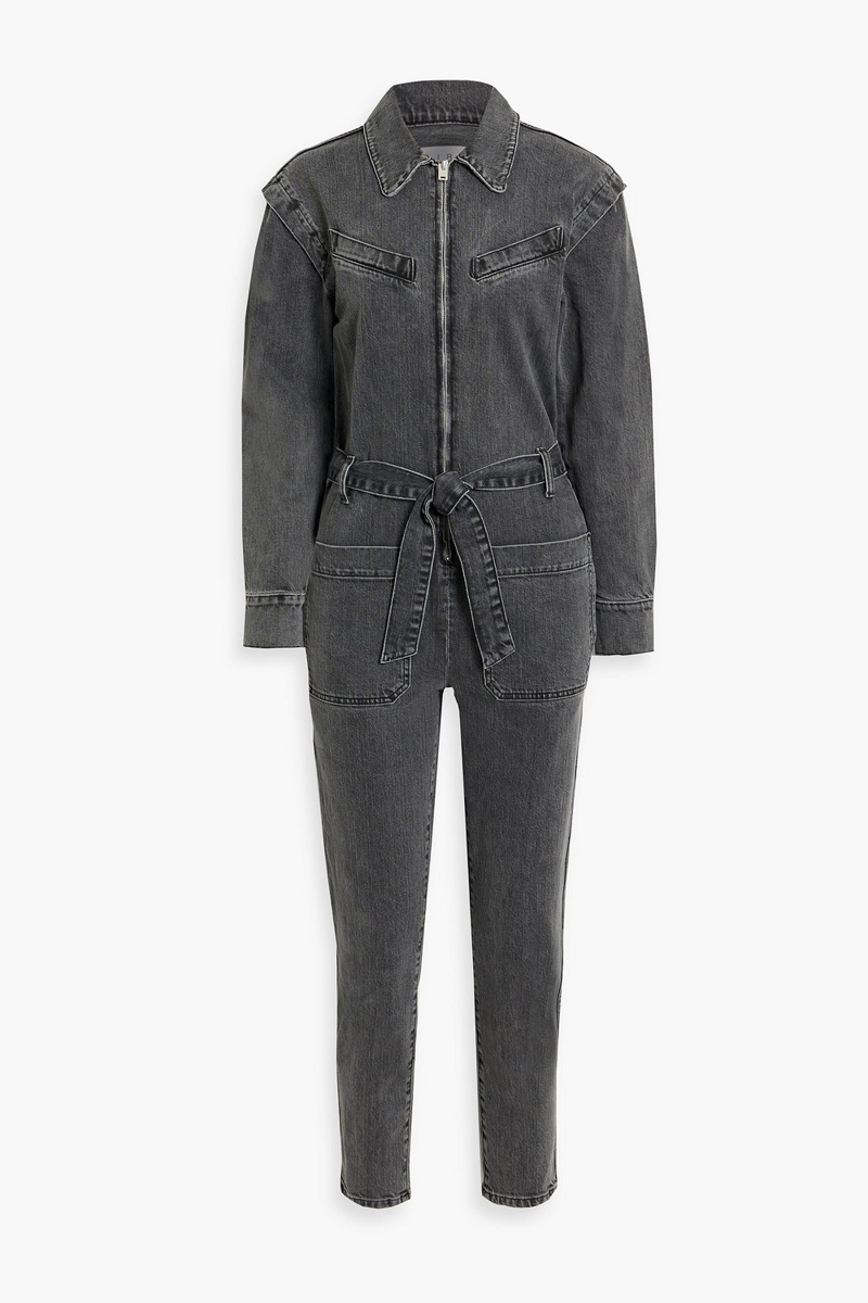 IRO - Augu cropped belted denim jumpsuit - Gray - FR 34