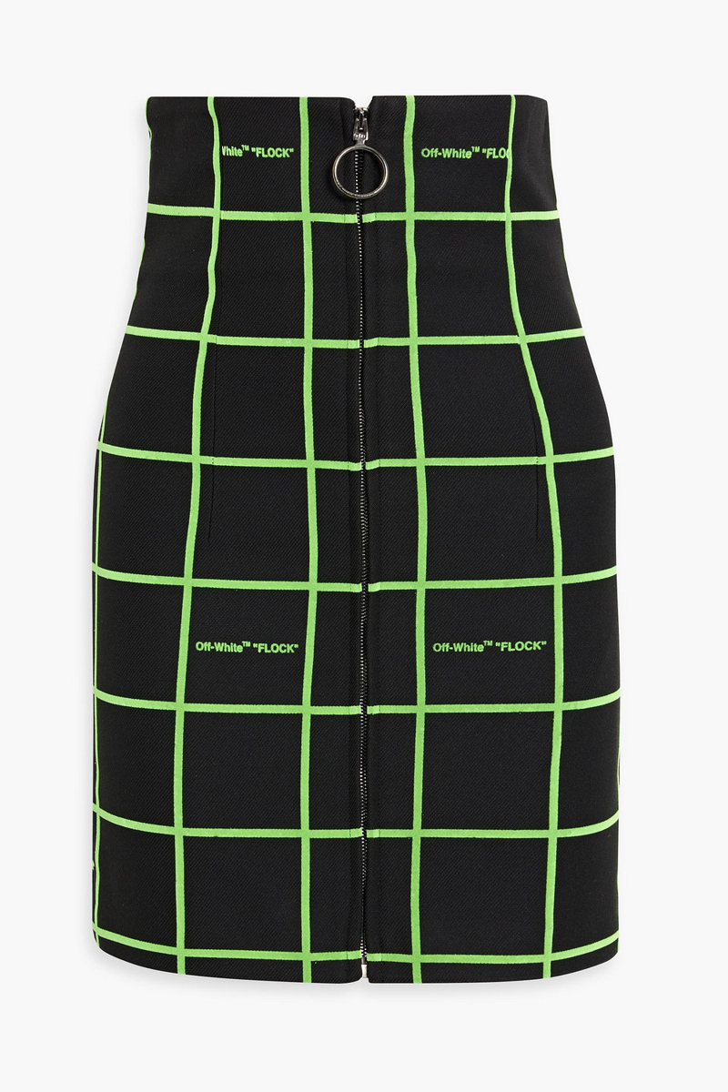 Off-White - Checked flocked twill mini skirt - Black - IT 38