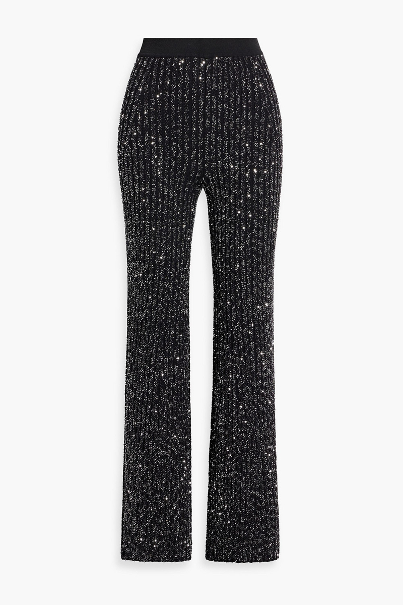 missoni - sequin-embellished crochet-knit flared pants - black - it 40
