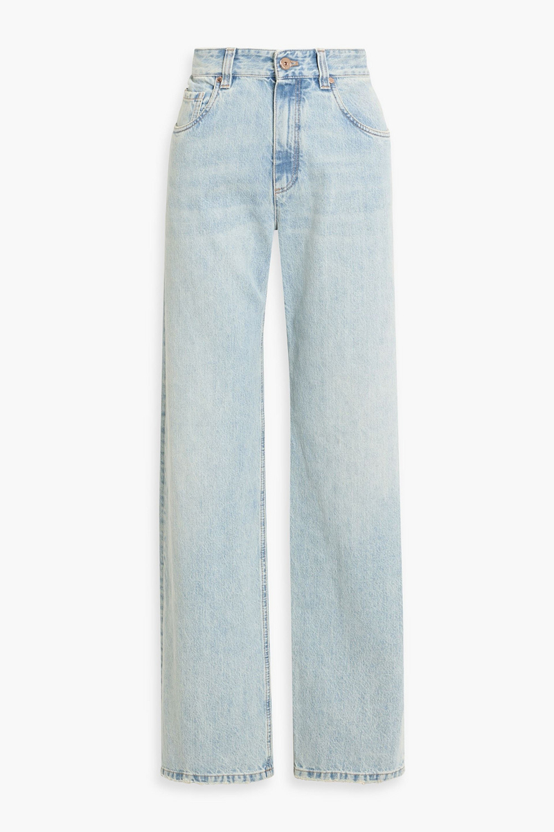 brunello cucinelli - distressed high-rise straight-leg jeans - blue - it 42