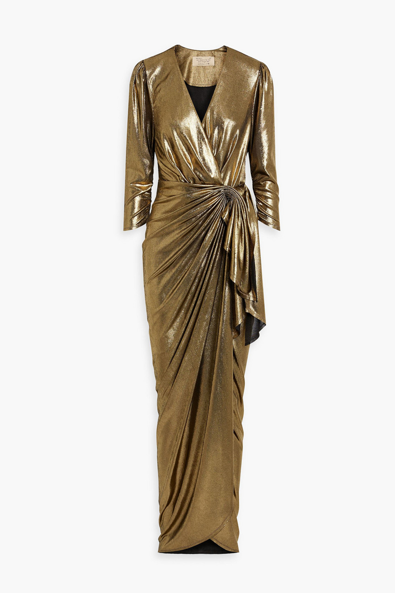 Maria Lucia Hohan - Adelyn draped lamé maxi wrap dress - Metallic - FR 34