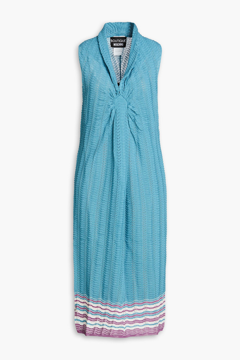 Boutique Moschino - Gathered crochet-knit midi dress - Blue - IT 40