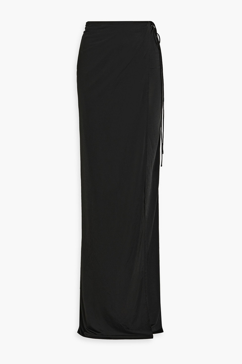 Dries Van Noten - Satin maxi wrap skirt - Black - FR 34