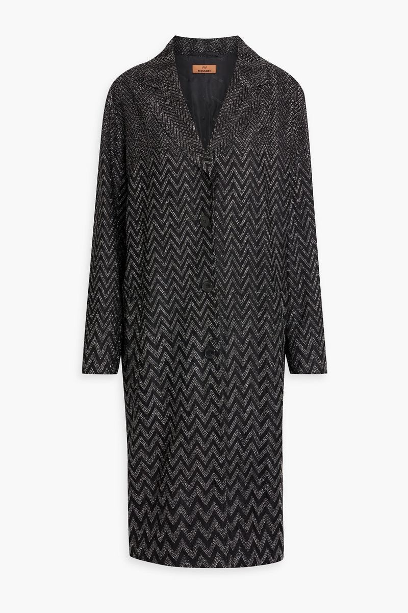 missoni - metallic crochet-knit coat - black - it 36