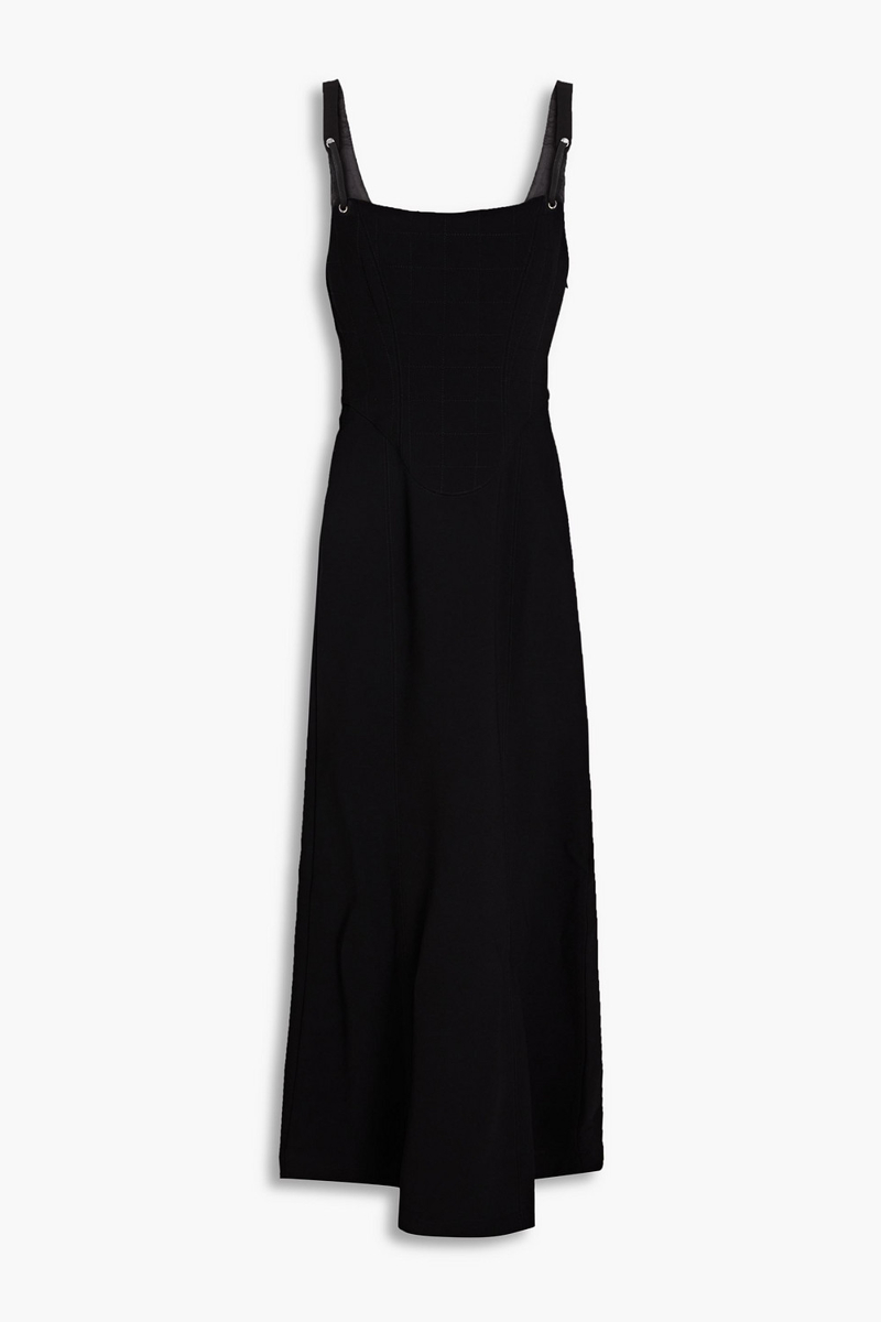 Paris Georgia - Lottie faux leather-trimmed crepe maxi dress - Black - XXS