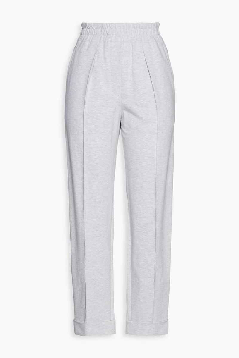 Brunello Cucinelli - Mélange French cotton-blend terry track pants - Gray - IT 42