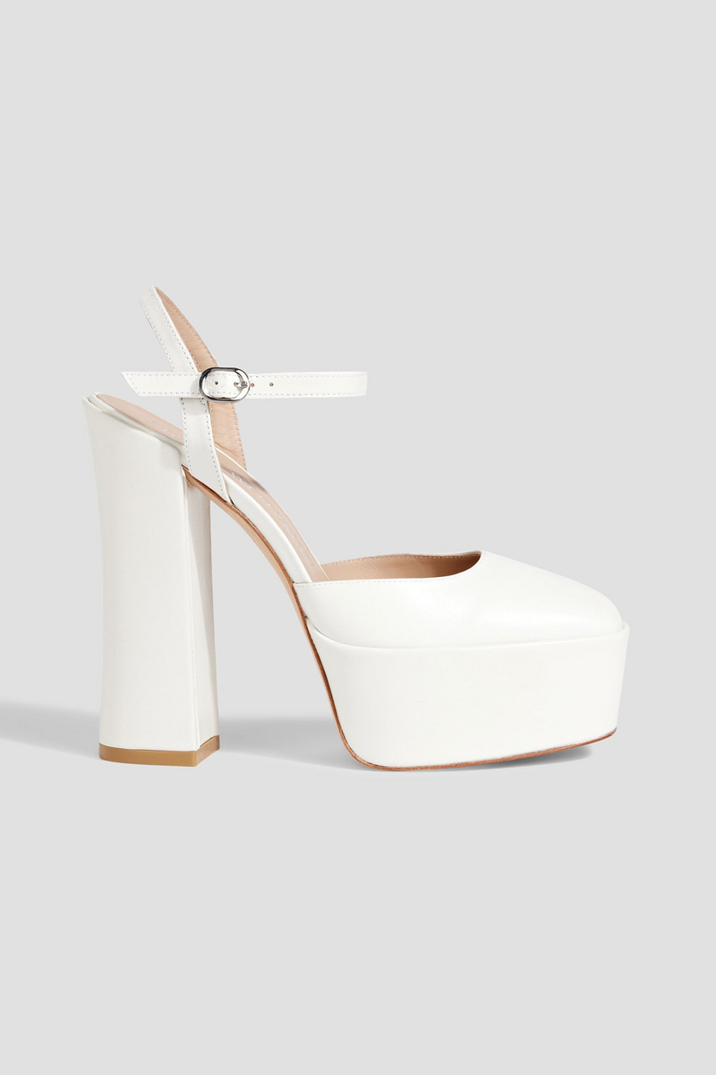 Stuart Weitzman - Skyhi 145 leather platform pumps - White - EU 42.5