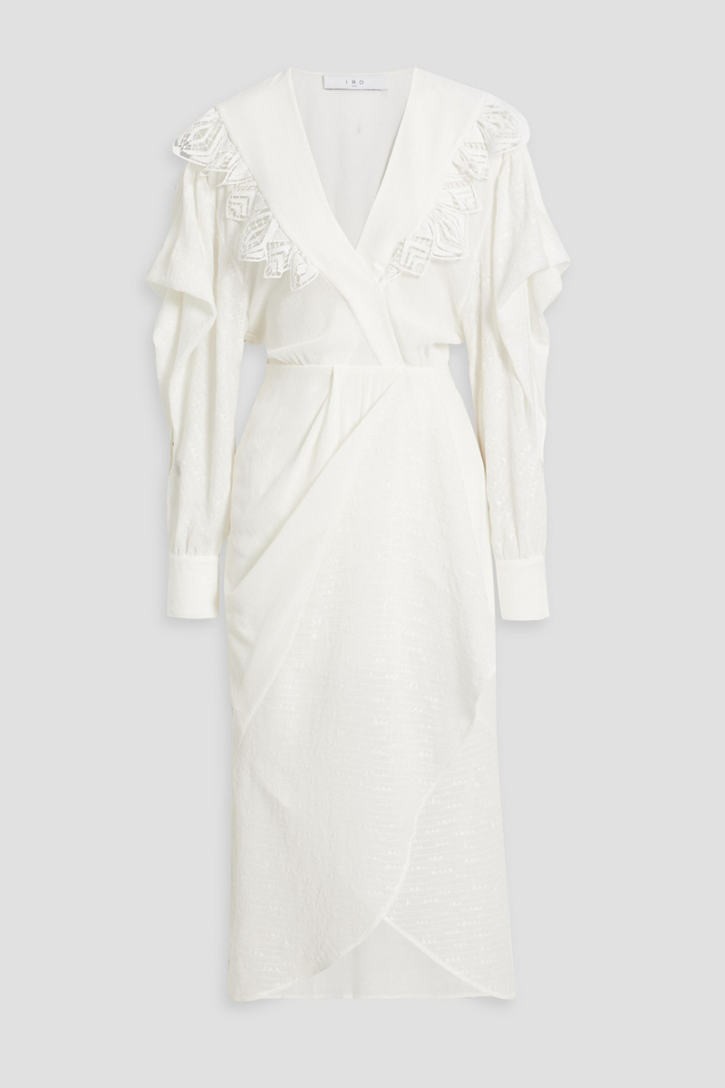 IRO - Dily wrap-effect crochet-trimmed crepon midi dress - White - FR 36