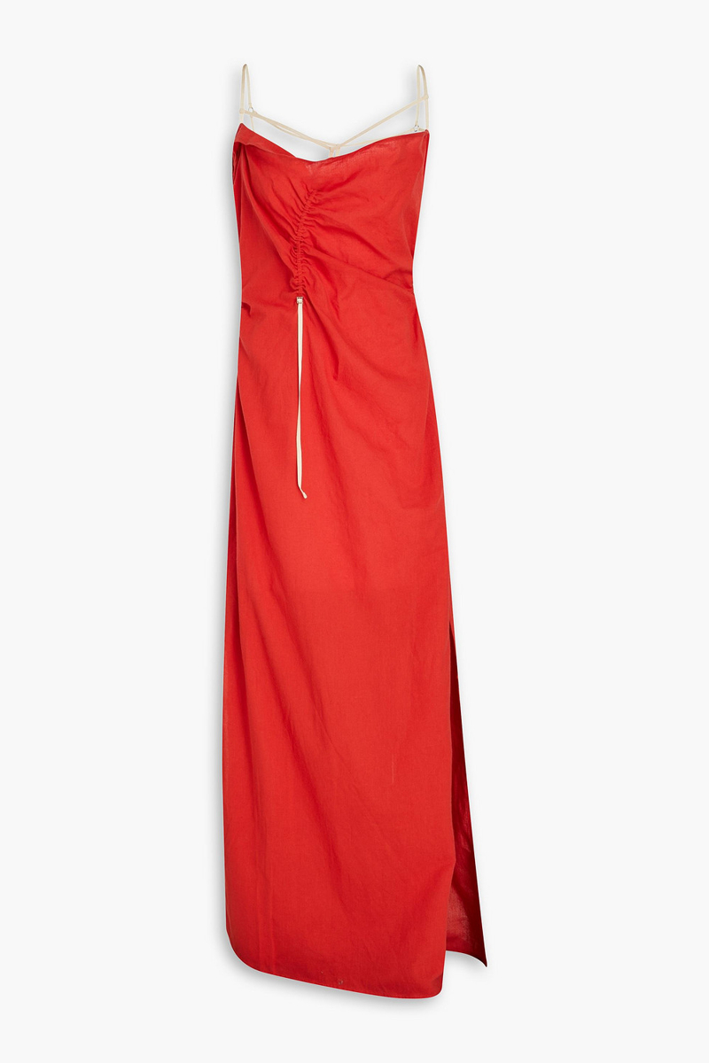 jacquemus - gaua ruched cotton-gauze maxi dress - red - fr 38