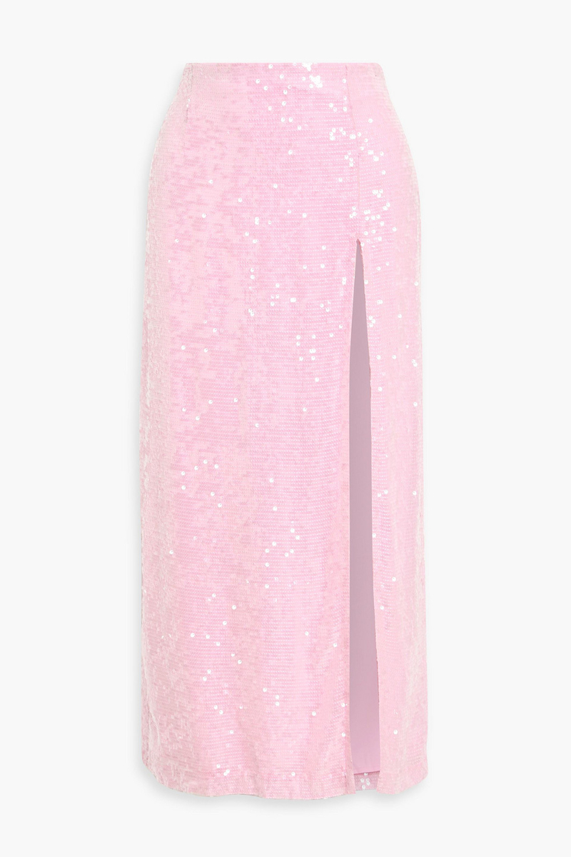 lapointe - sequined chiffon midi skirt - pink - us 2