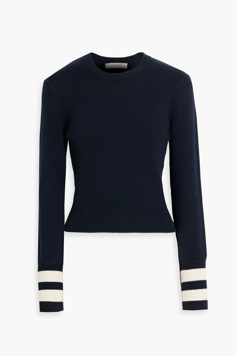 frame - striped cashmere-blend sweater - blue - xxs
