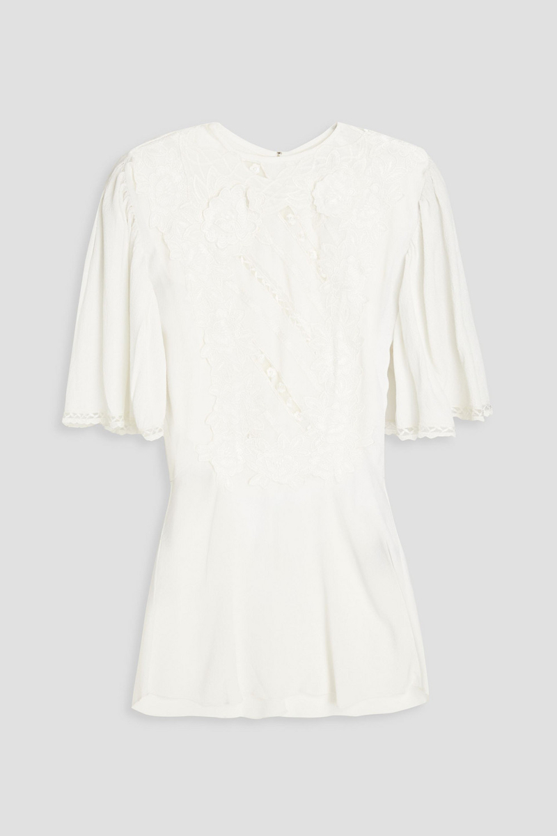 Isabel Marant - Lapao embroidered crepe top - White - FR 38