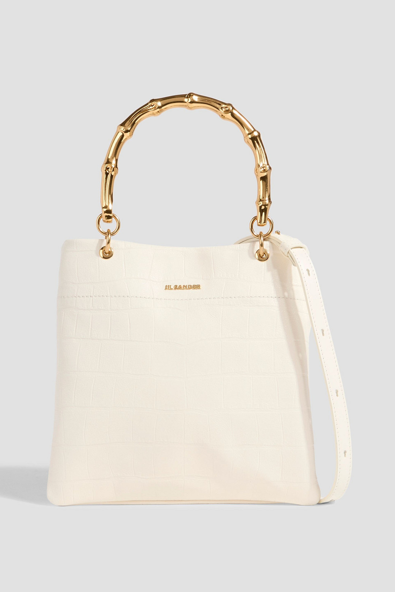 jil sander - croc-effect leather tote - white - onesize