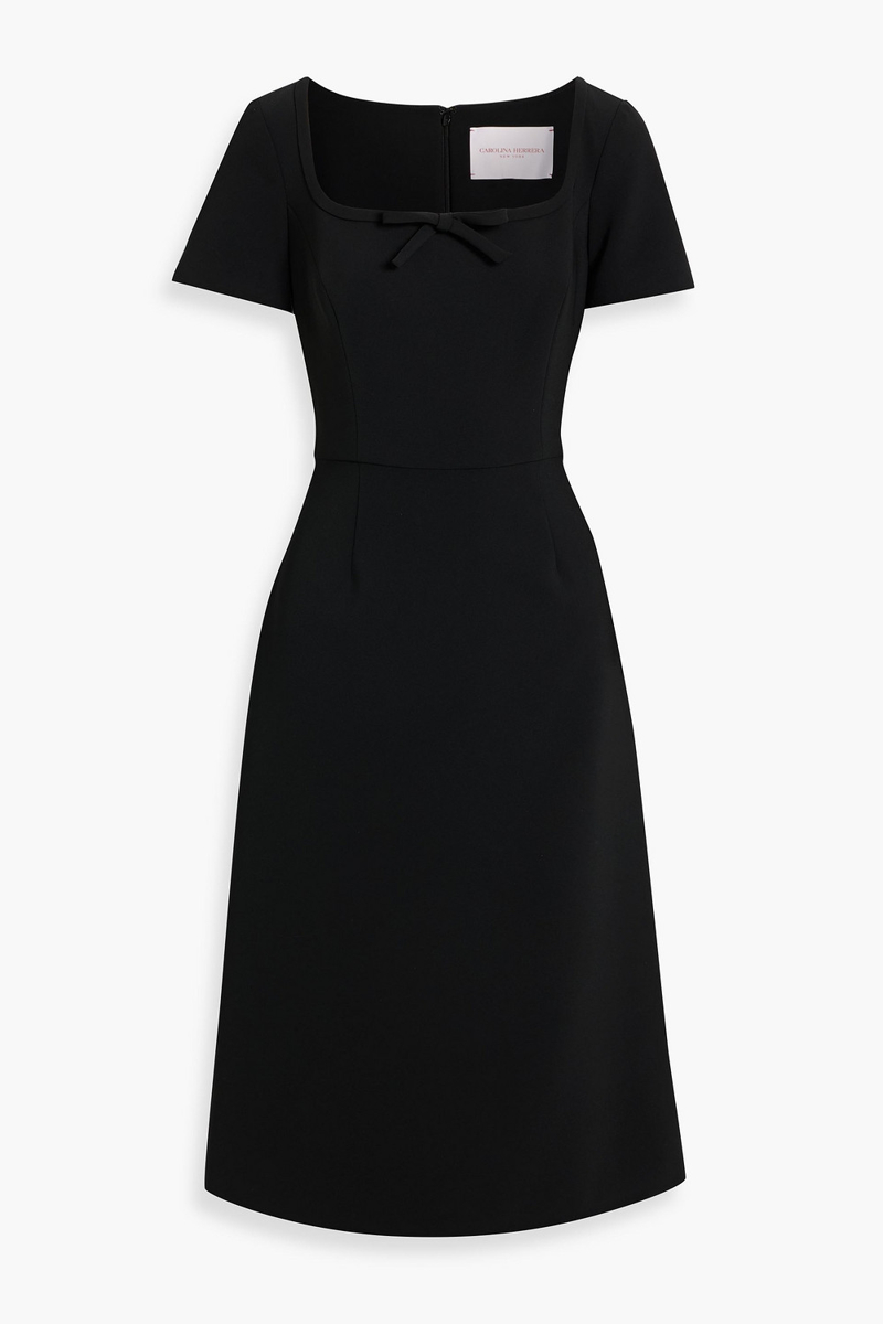 carolina herrera - bow-detailed crepe midi dress - black - us 6