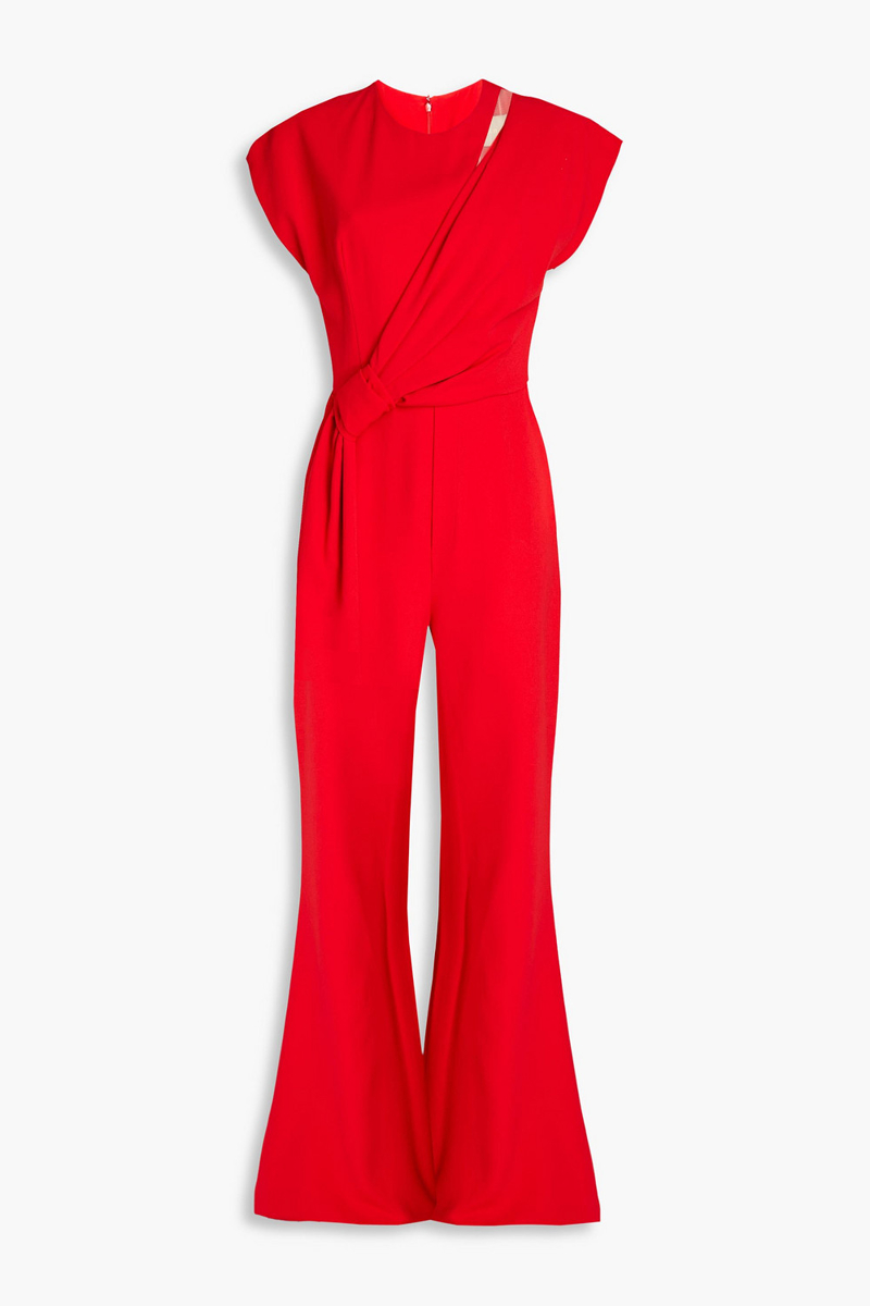 Elie Saab - Draped cady wide-leg jumpsuit - Red - FR 44