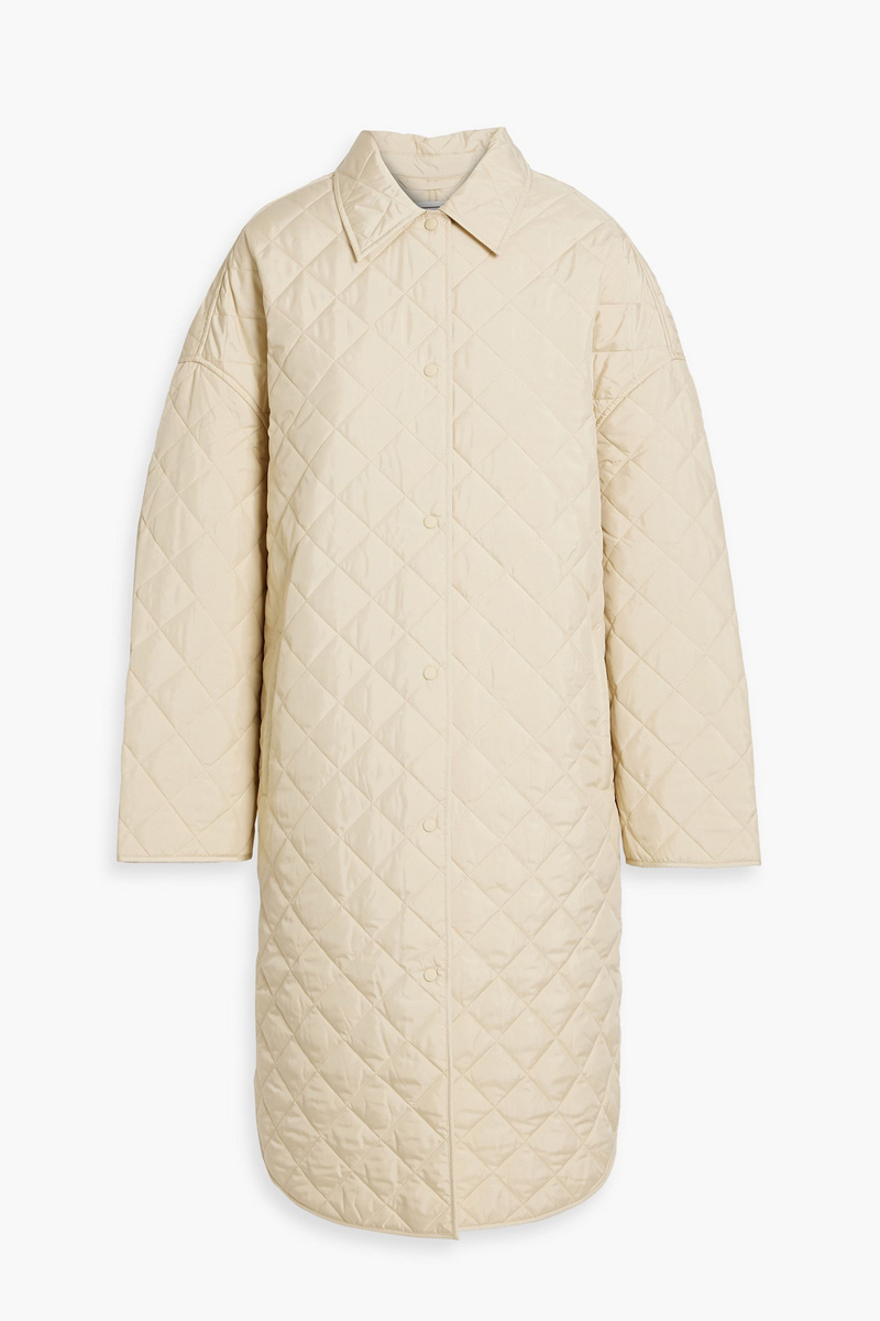 toteme - oversized quilted shell coat - neutral - m/l