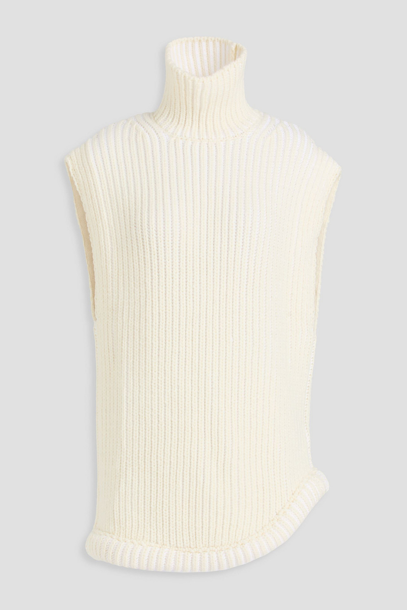 victoria beckham - ribbed-knit turtleneck vest - white - xs