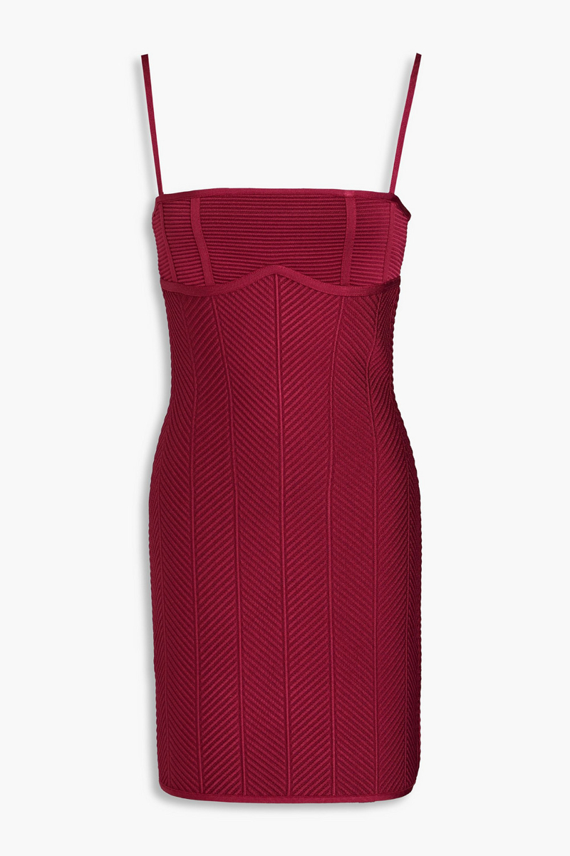 Hervé Léger - Ribbed bandage mini dress - Purple - XL