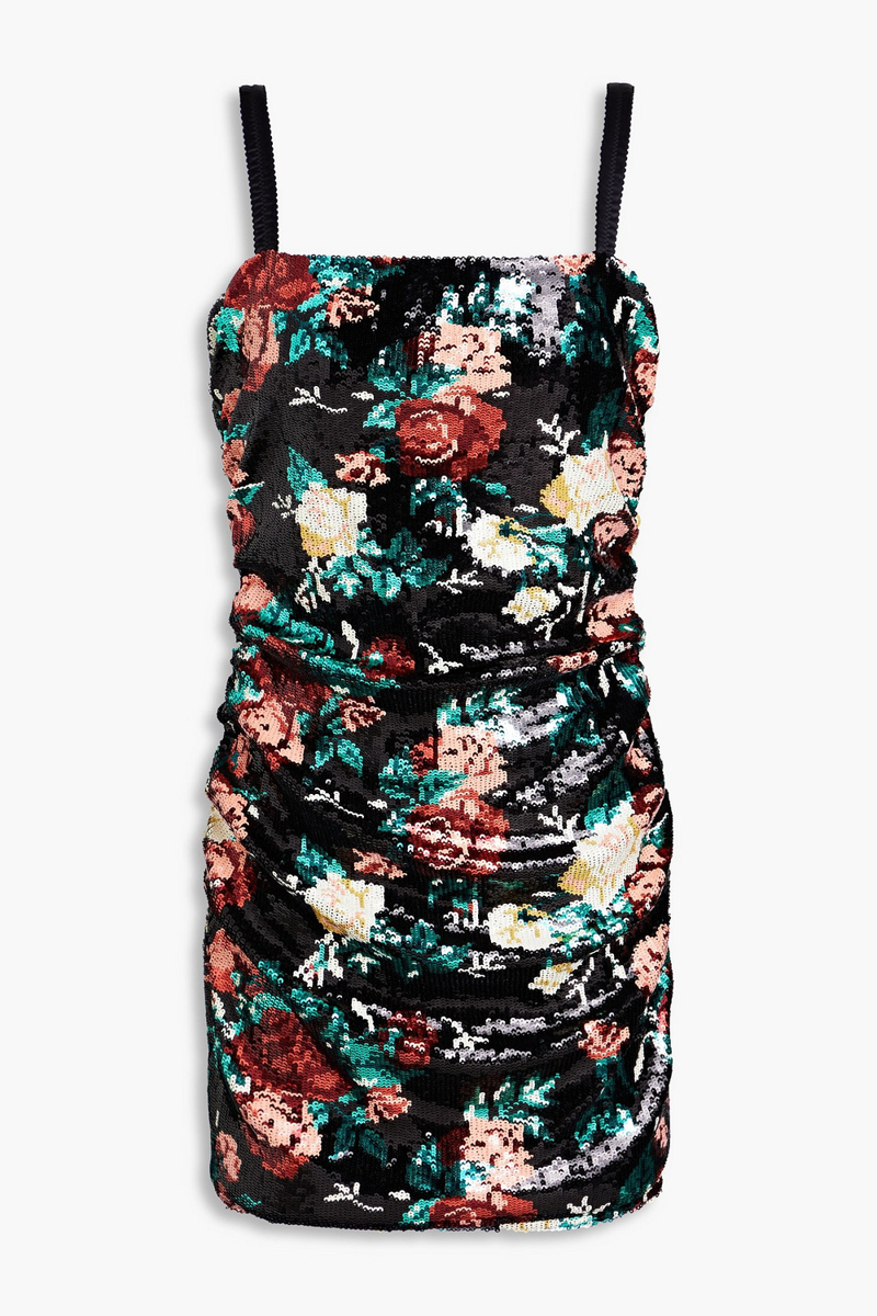 dolce&gabbana - ruched sequined mesh mini dress - black - it 38