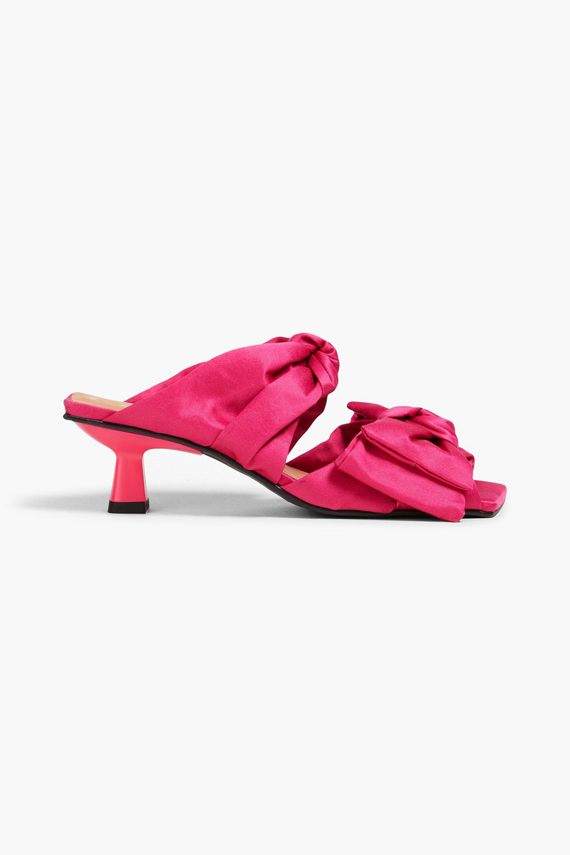 GANNI - Bow-detailed satin mules - Pink - EU 35