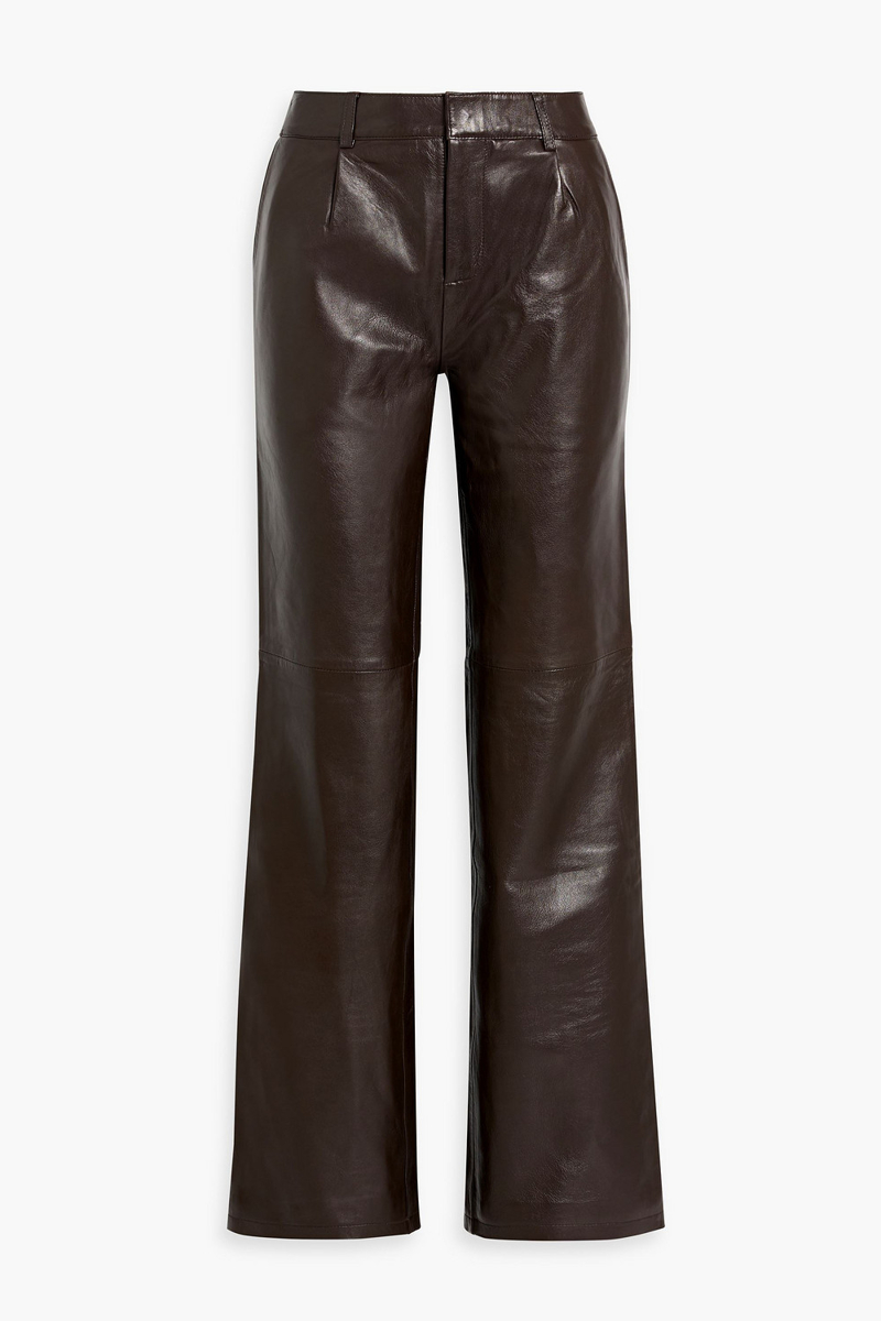retrofête - chader leather straight-leg pants - brown - xs