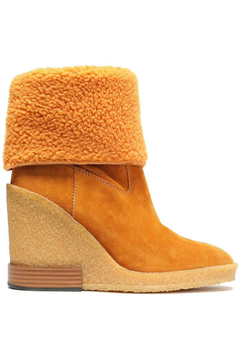 Tod's - Shearling wedge ankle boots - Brown - EU 40.5