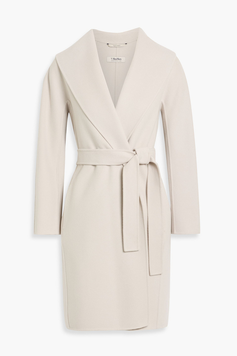 max mara - messi belted wool-felt coat - white - it 46