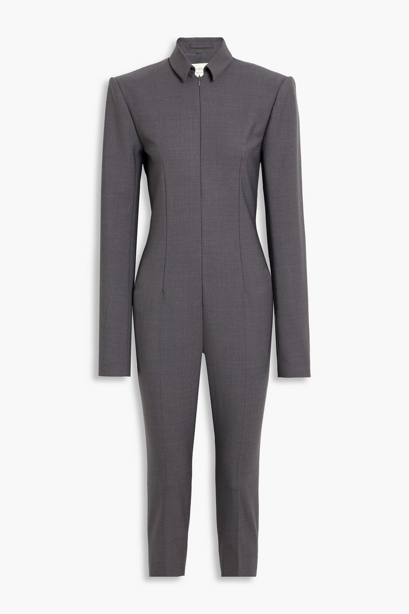 sportmax - ardenne cropped woven jumpsuit - gray - it 38