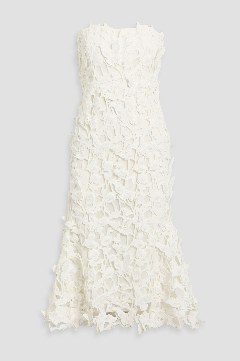simkhai - fleurella strapless guipure lace midi dress - white - us 0