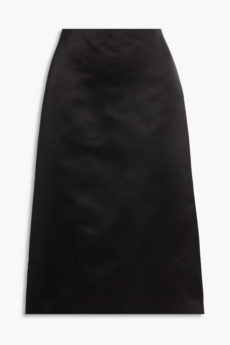 veronica de piante - nova duchesse silk-satin midi skirt - black - it 36