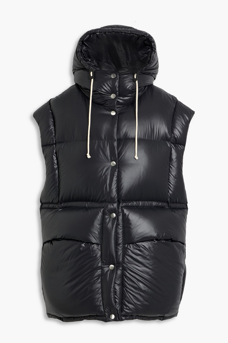 jil sander - quilted shell hooded down vest - black - m