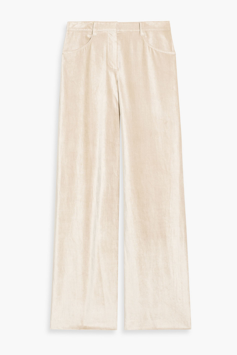 brunello cucinelli - cotton-blend velvet wide-leg pants - neutral - it 38