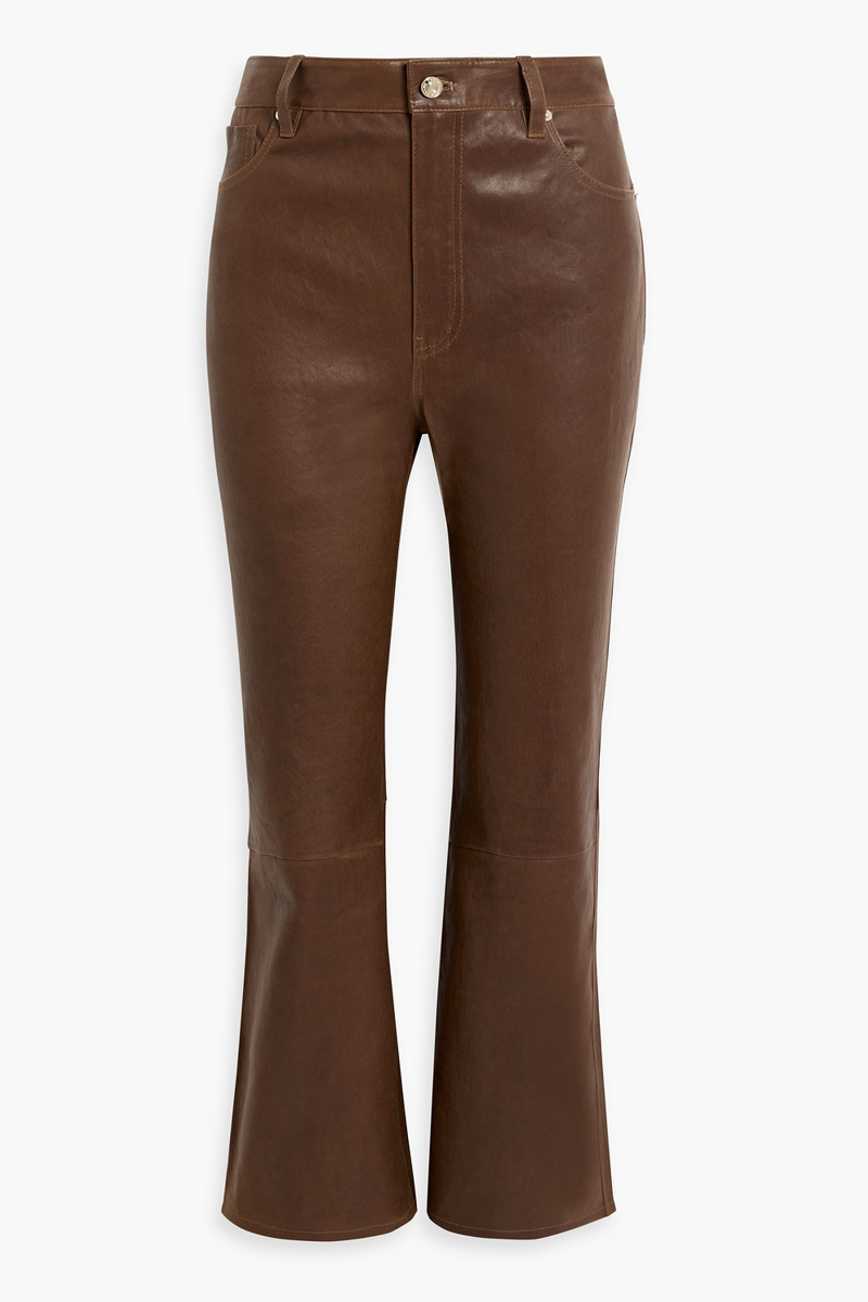 frame - the reboot crop leather bootcut pants - brown - 32