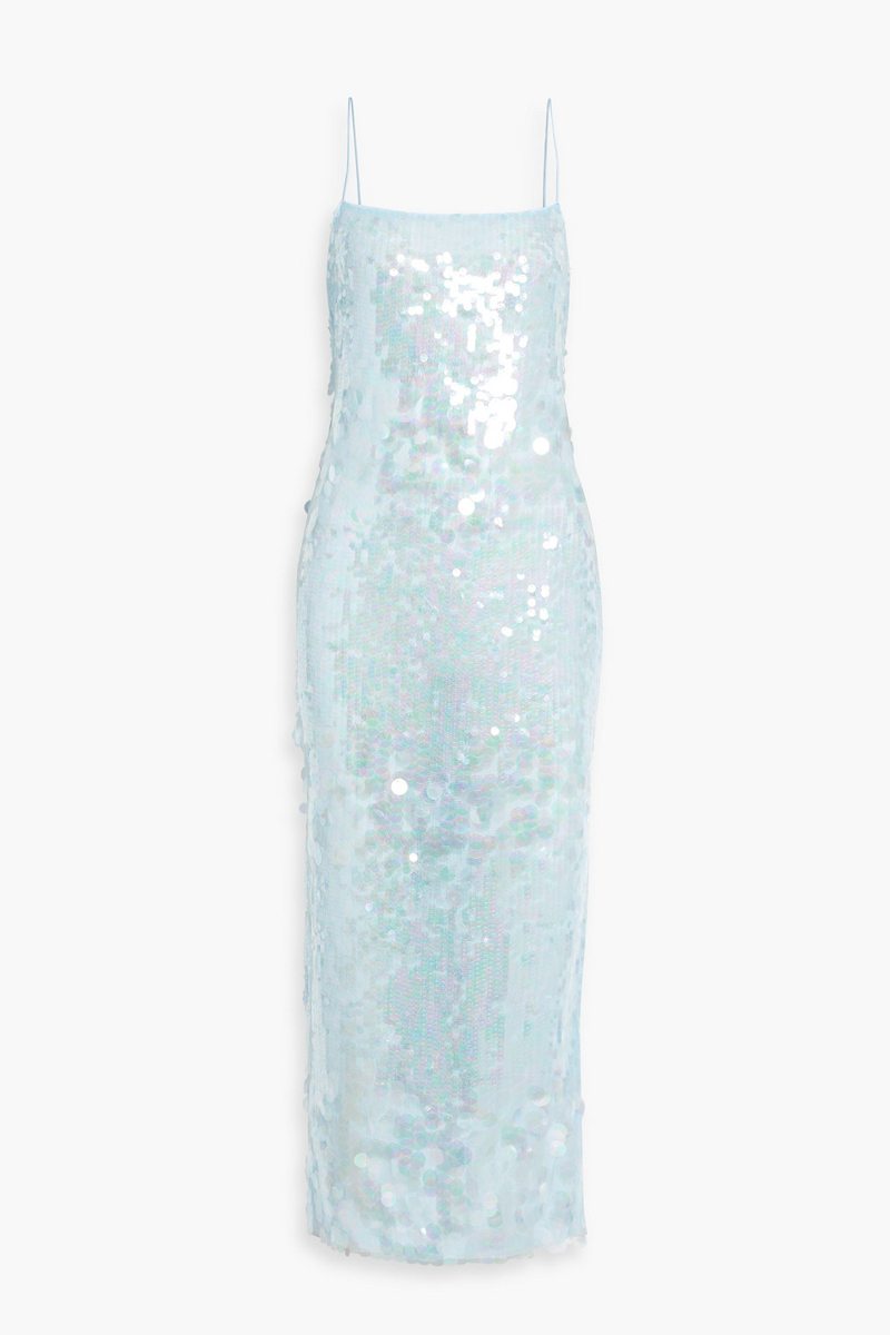 retrofête - alana sequined tulle maxi dress - blue - m