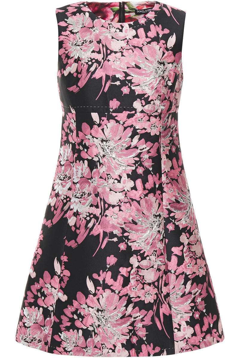 dolce&gabbana - flared metallic brocade mini dress - black - it 40