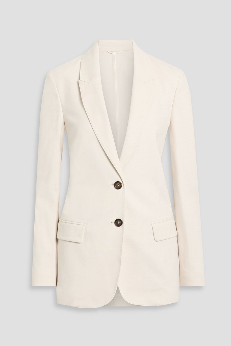 brunello cucinelli - bead-embellished cotton-blend jersey blazer - white - it 38