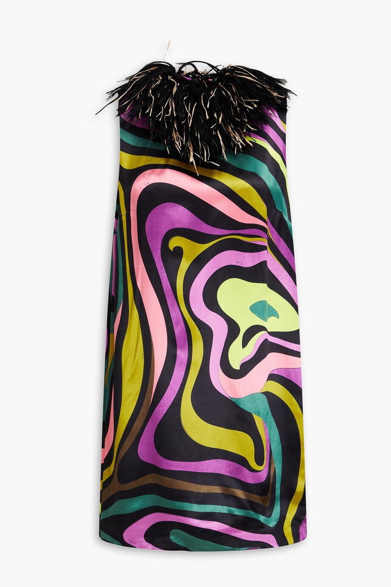 pucci - fringed printed satin mini dress - black - it 38