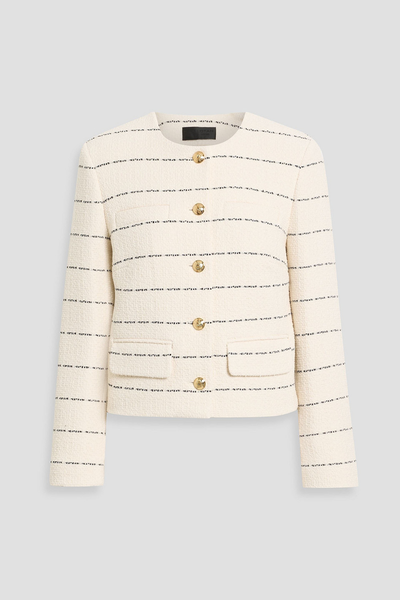 nili lotan - paige striped cotton-blend tweed jacket - white - us 2