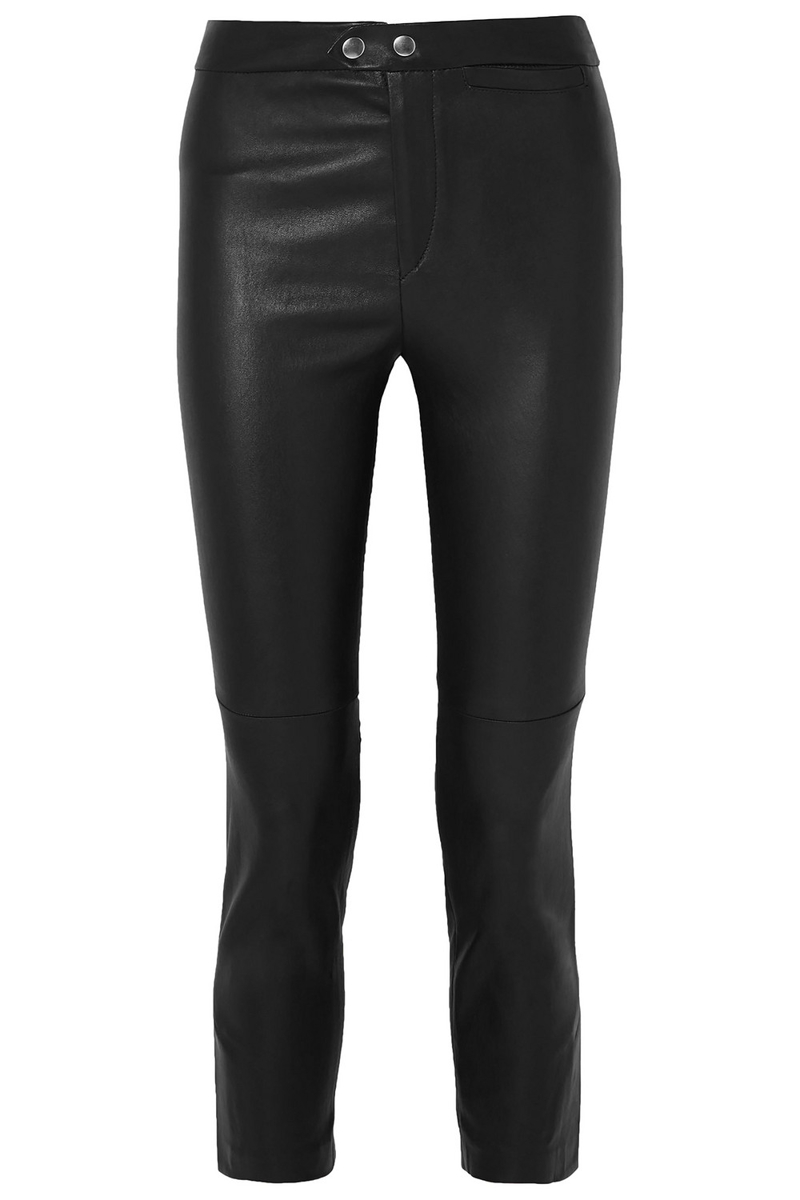 isabel marant - mofira cropped leather skinny pants - black - fr 40
